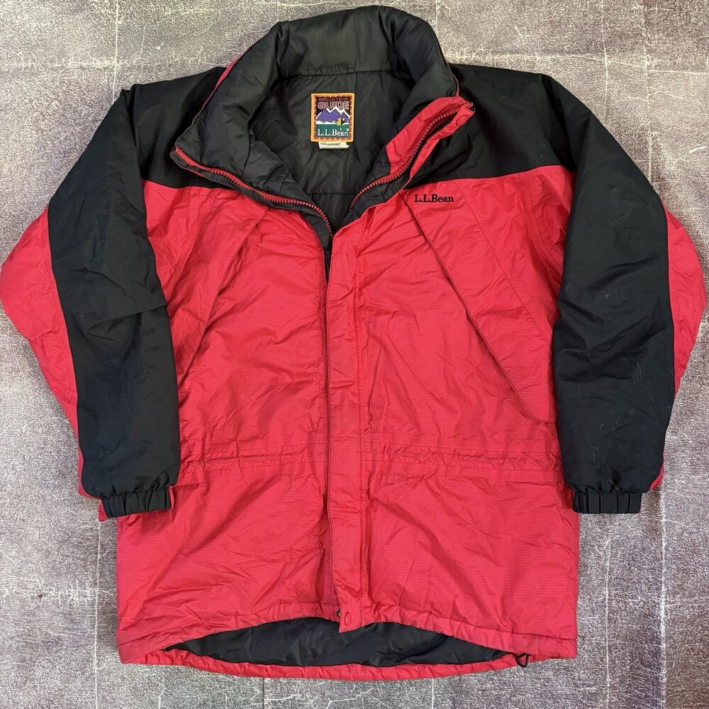 Men's Vintage 90's LL Bean Mountain Guide Red Black Insulated Puffer Jacket Sz L